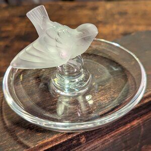 Vintage Lalique Crystal Swallow Bird Ring Dish/Jewelry Holder